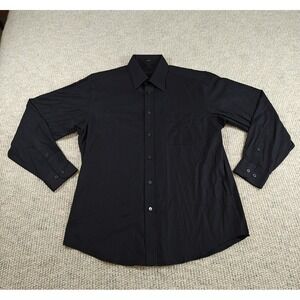 Jhane Barnes Black Subtle Printed Two-Ply Button Down‎ Shirt Men's Size L